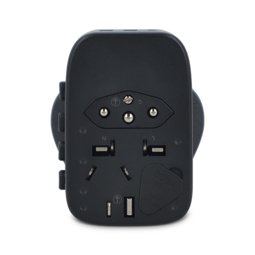 Adapter podróżny PowerPro wykonany z plastiku pochodzącego z recykling Czarny LT41029-N0002 (9)