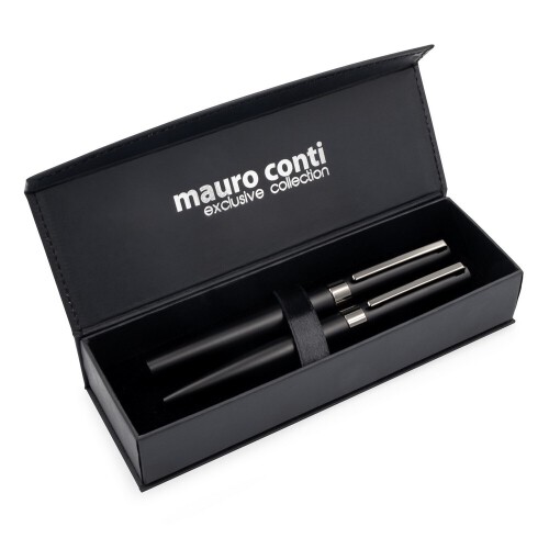 Zestaw piśmienny Mauro Conti, długopis i pióro kulkowe czarny V7238-03 