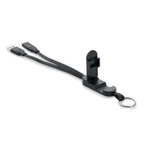 Brelok z kablami 60W z ABS z recyk Czarny MO2443-03 (2)