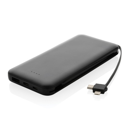 Power bank 10000 mAh Lockhart, zintegrowane kable Czarny P322.431 (1)