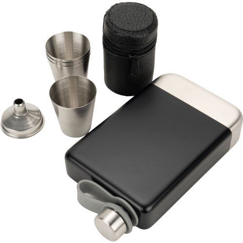 Zestaw piersiówka 266 ml, kieliszki 30 ml i lejek TAHAT Schwarzwolf Czarny F5001200AJ303 (4)