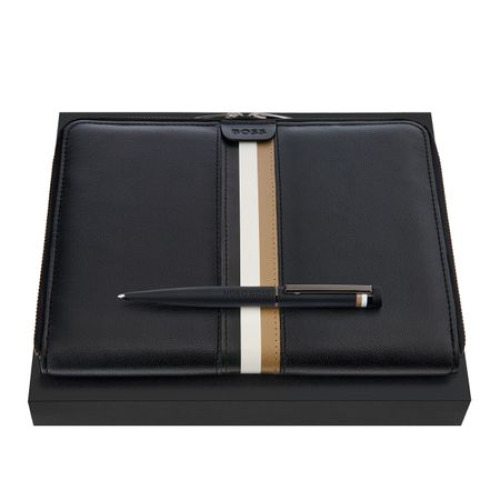Zestaw upominkowy Hugo Boss teczka i długopis HSG3524A + HTM521A Czarny HPNP521A 