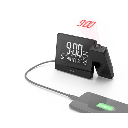 Zegar, budzik z projektorem Hama Plus Charge Czarny VH062-03 (4)