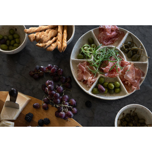 Talerz do serwowania DITTE, beżowy/bordowy Beżowy/bordowy 5018649- (2)