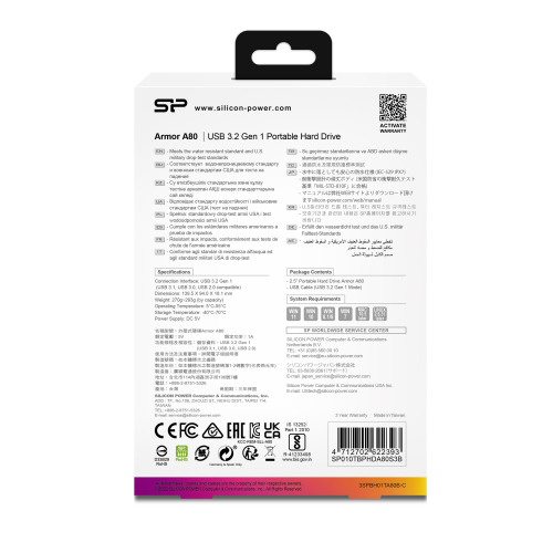 Przenośny dysk USB 3.0 Armor A80, 1TB Silicon Power Granatowy EG 820744 2TB (1)