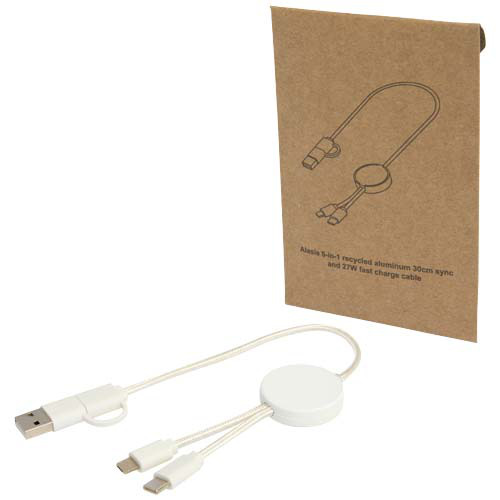Citala kabel do synchronizacji danych i szybkiego ładowania 5 w 1 27 W o długości 30 cm z tworzyw sztucznych pochodzących z recyklingu Biały 12442701 