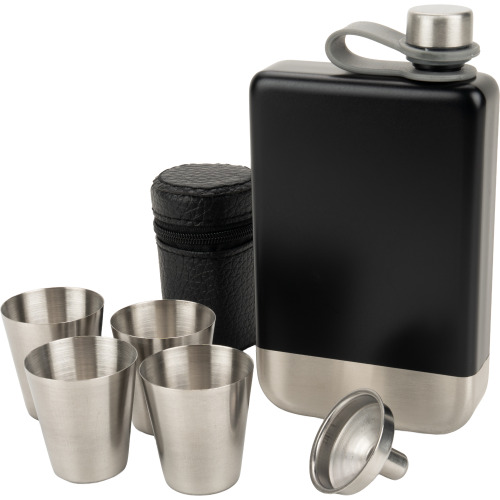 Zestaw piersiówka 266 ml, kieliszki 30 ml i lejek TAHAT Schwarzwolf Czarny F5001200AJ303 