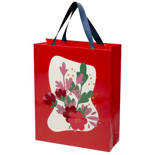 Torba papierowa Smartfold 210 g/m² z uchwytami ze wstążki i błyszczącym laminowaniem – 31 x 12 x 39 cm Niebieski 1ZM01452 