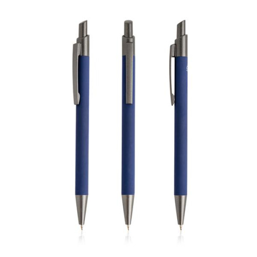 Długopis Soft Touch z recyklingowanego aluminium / Peralu Granatowy IP13159465 (1)