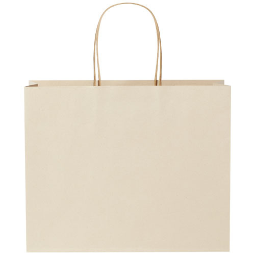 Torba papierowa z odpadów rolniczych ze skręcanymi uchwytami – 31 x 12 x 25 cm Złamana biel 1ZM00301 (2)