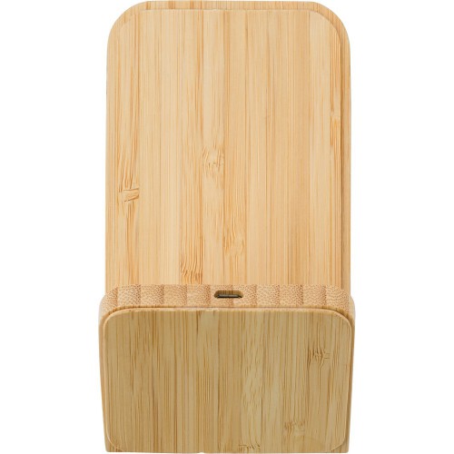 Bambusowa ładowarka bezprzewodowa 5W, stojak na telefon drewno V0186-17 (4)