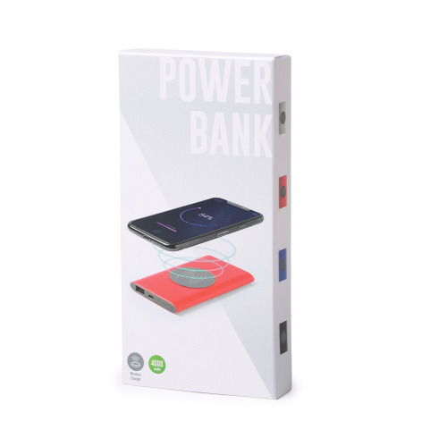 Bezprzewodowy power bank 4000 mAh, ładowarka bezprzewodowa 5W Czerwony V0308-05 (3)