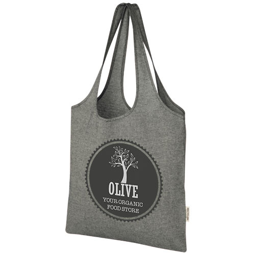 Pheebs modna torba na zakupy o pojemności 7 l z bawełny z recyklingu o gramaturze 150 g/m² Czarny melanż 12064190 (1)