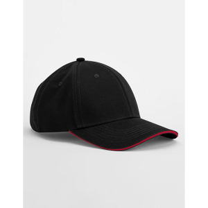 Czapka 6-panelowa Bawełna Organiczna - Black & Classic Red