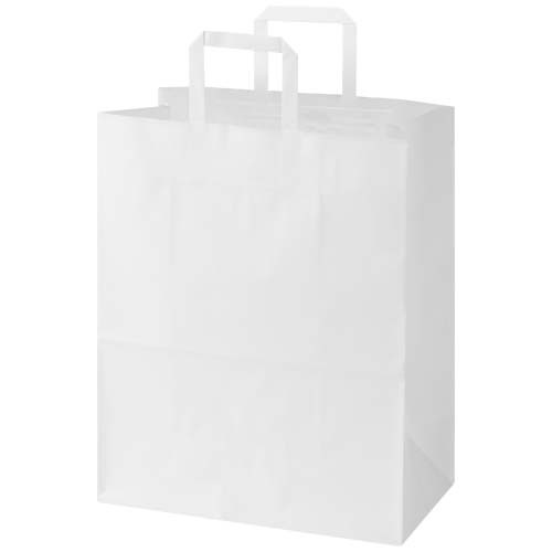 Kraft torba papierowa 80–90 g/m2 z płaskimi uchwytami — 32 x 17 x 39 cm Biały 1PQ01101 (2)