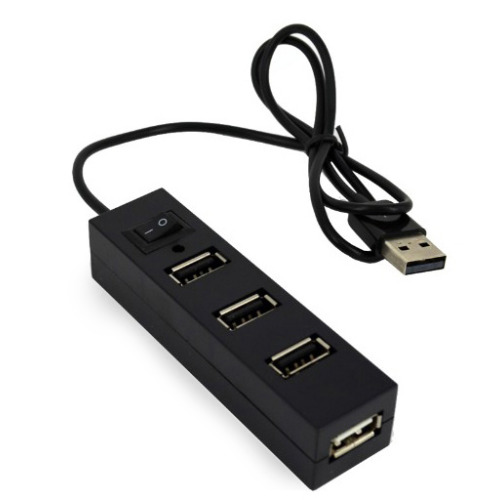 Miniaturowy HUB z wyłącznikiem 4x USB 2.0 Czarny EG 019803 