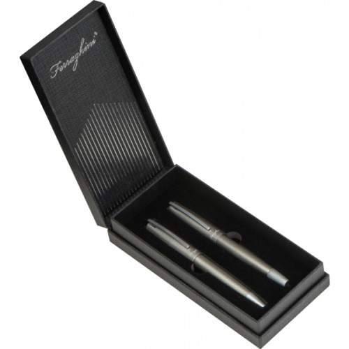 Zestaw piśmienny długopis i pióro kulkowe Ferraghini GERARDO Szary F24207 