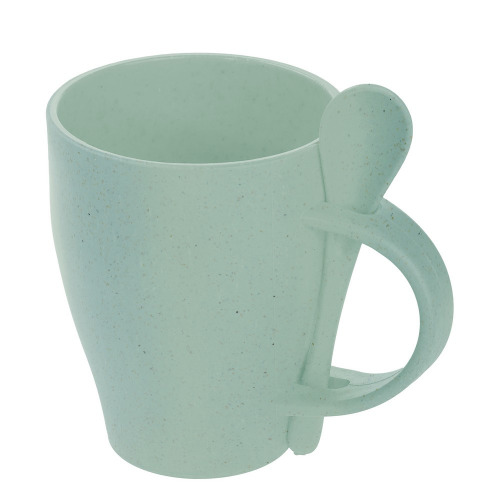 Bambusowy kubek 300 ml z łyżeczką Jasnozielony V0847-10 