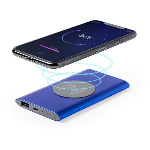 Bezprzewodowy power bank 4000 mAh, ładowarka bezprzewodowa 5W Niebieski V0308-11 