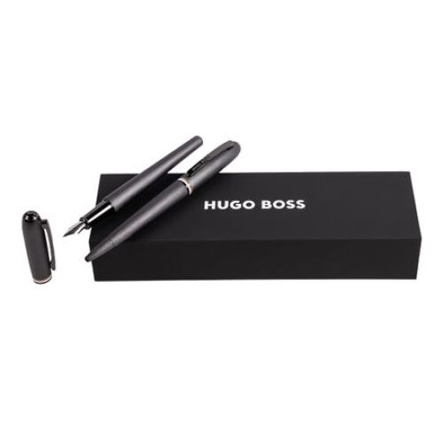 Zestaw upominkowy HUGO BOSS długopis i pióro wieczne - HSH3412D + HSH3414D Szary HPBP341D 