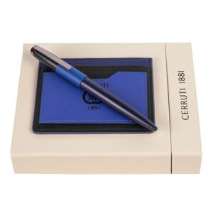 Zestaw upominkowy Cerruti 1881 długopis i etui na karty - NEC327X + NSS3274X Niebieski