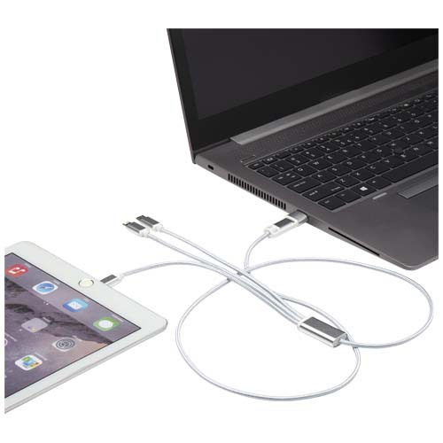 Versatile kabel do ładowania 5-1 z aluminium z recyklingu Srebrny 12438681 (3)