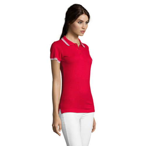 PASADENA damskie polo 200g Rojo/Blanco S00578-RE-S (2)