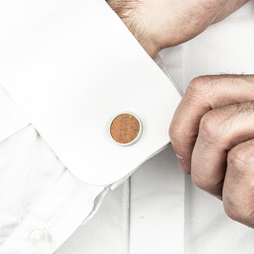 Spinki do mankietów Merbau - Circle - Silver BWD02558M (2)