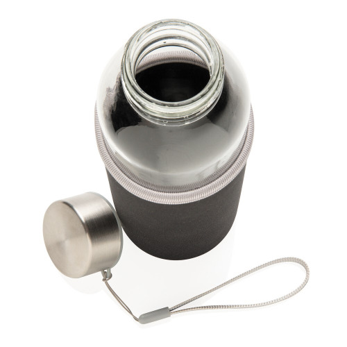 Szklana butelka sportowa 500 ml w pokrowcu Czarny P433.431 (5)