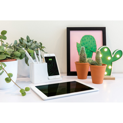 Ładowarka bezprzewodowa 5W, organizer na biurko Ontario Biały P308.853 (18)