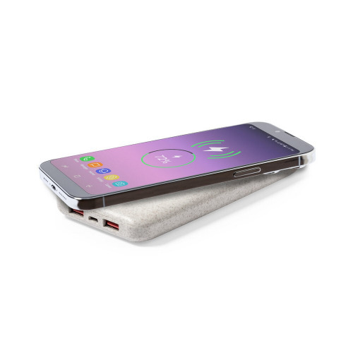 Bezprzewodowy power bank 8000 mAh ze słomy pszenicznej, ładowarka bezprzewodowa 10W Neutralny V1119-00 (2)
