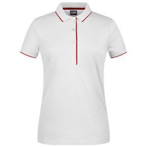 Koszulka Polo Damska Slim Fit Bawełniana - Black & Red