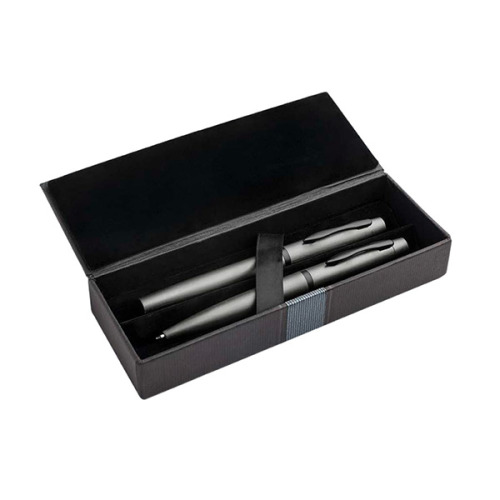 Zestaw piśmienny - metalowy długopis i pióro kulkowe / Mety Czarny IP33037811 (6)