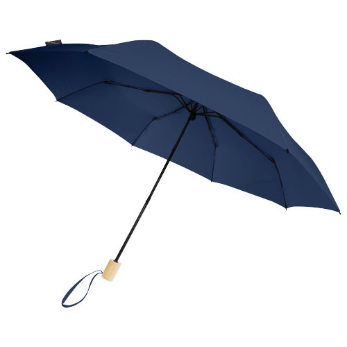 Składany wiatroodporny parasol 51 cm z PET z recyklingu Birgit Granatowy 10914555 