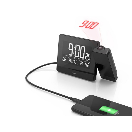 Zegar, budzik z projektorem Hama Plus Charge Czarny VH062-03 (5)