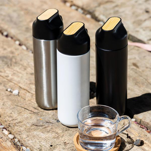 Butelka 600ml termiczna z bambusowym detalem / Drinko Czarny IP37061911 (3)