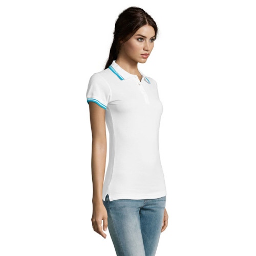 PASADENA damskie polo 200g White/Aqua S00578-QU-XL (2)
