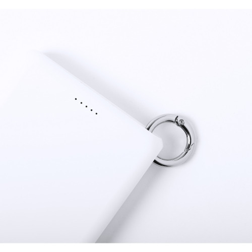 Bezprzewodowy power bank 5000 mAh, ładowarka bezprzewodowa 5W, brelok Biały V0306-02 (3)