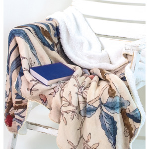 Koc drukowany polarowy z Sherpą Wielokolorowy