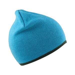 Czapka Dwustronna Akrylowa Bez Mankietu - Aqua & Grey