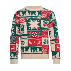 Świąteczny sweter z dzianiny L-XL Bezowy