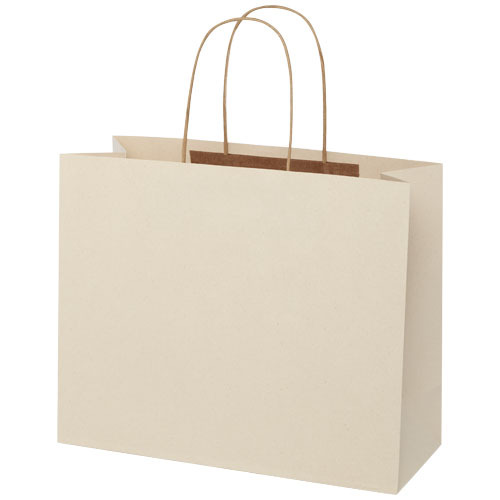 Torba papierowa z odpadów rolniczych ze skręcanymi uchwytami – 31 x 12 x 25 cm Złamana biel 1ZM00301 (3)
