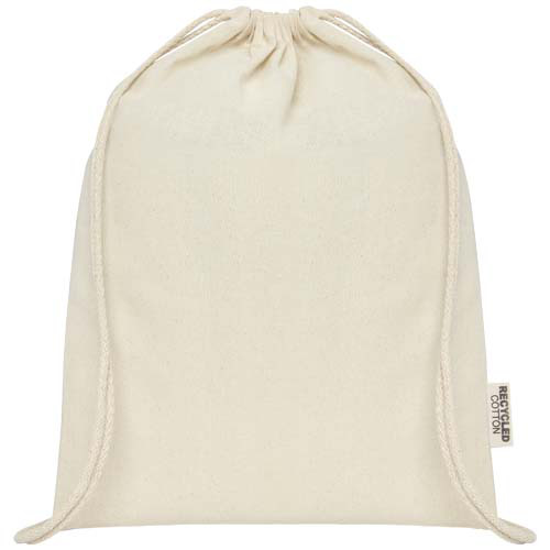 Oregon ściągana sznurkiem torba na zakupy z bawełny z recyklingu z certyfikatem GRS 140 g/m² Piasek pustyni 12073506 (1)