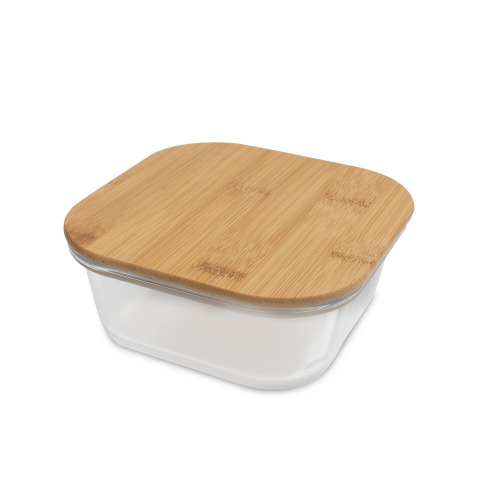 Szklane pudełko śniadaniowe 350 ml, bambusowe wieczko | Aaron Neutralny V9963-00 (5)
