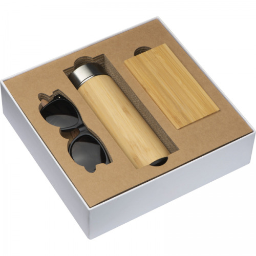 Zestaw butelka 350 ml, okulary, power bank 8000 mAh EMILIA Biały 9242906 (4)