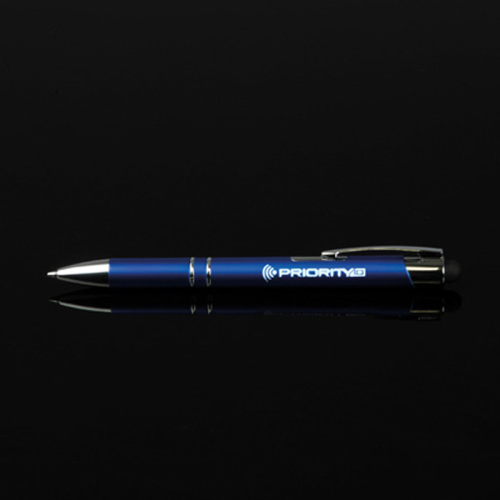 Długopis plastikowy touch pen z podświetlanym logo WORLD niebieski 089204 (5)