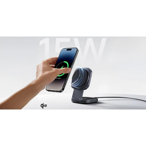 Magnetyczna ładowarka bezprzewodowa 15W Aukey Grafitowy VAM11-15 (4)