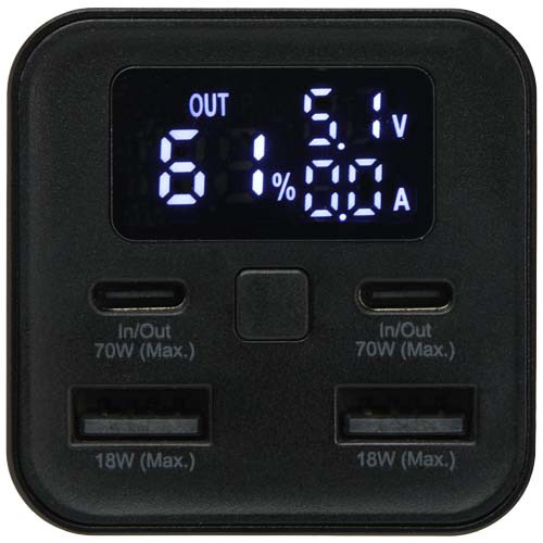 Acamar powerbank do laptopa o pojemności 20 000 mAh i mocy 70 W z aluminium z recyklingu Czarny 12444090 (8)