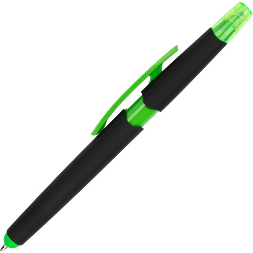 Długopis plastikowy z zakreślaczem touch pen EMMETT Jasnozielony 1096529 (12)