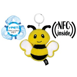 Pluszowa pszczoła RPET z chipem NFC, brelok | Zibee żółty